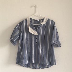 Sandro white navy stripe shirt size 1